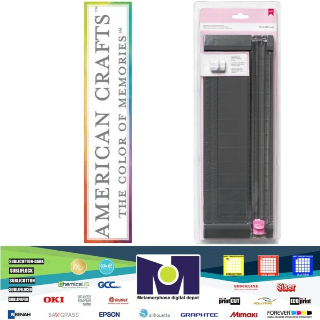 American Crafts Portable Craft Blade Trimmer 12 Inches (3 Pieces) Black / Pink 368095